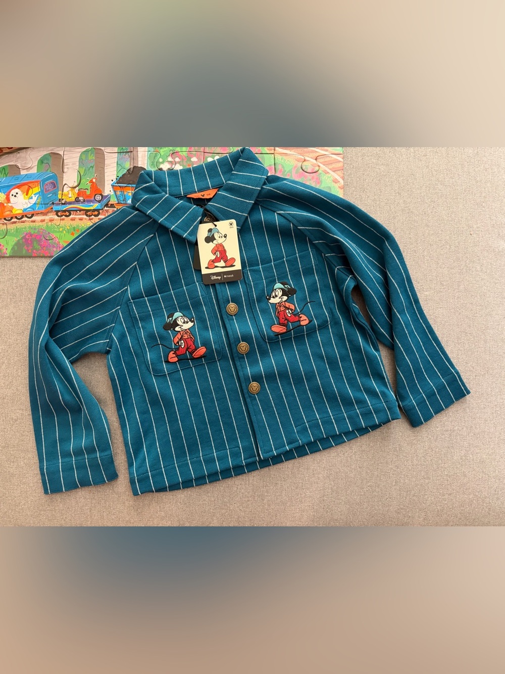 Disney Boys Pinstripe Mickey Mouse Shirt Jacket